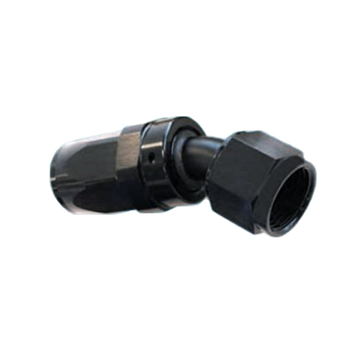 -8AN Female 30° Hose End, Swivel Style, Black Hard Anodized Aluminum