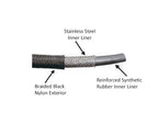 -4AN Black Nylon Braided Flex Hose with Reinforced Rubber Liner - 5 Foot Length