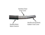 -12AN Black Nylon Braided Flex Hose with Reinforced Rubber Liner - 20 Foot Length