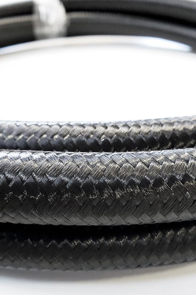 -12AN Black Nylon Braided Flex Hose with Reinforced Rubber Liner - 10 Foot Length