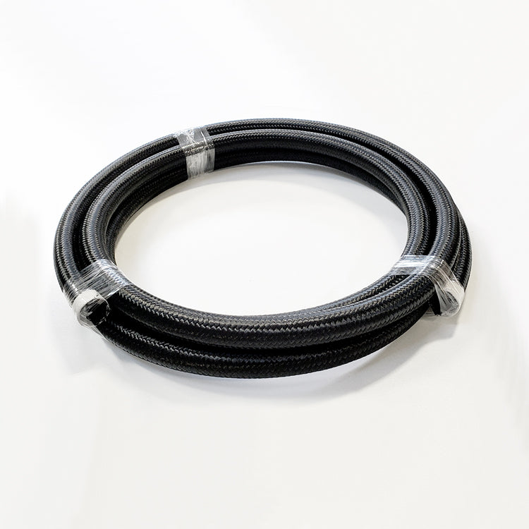 -4AN Black Nylon Braided Flex Hose with Reinforced Rubber Liner - 5 Foot Length
