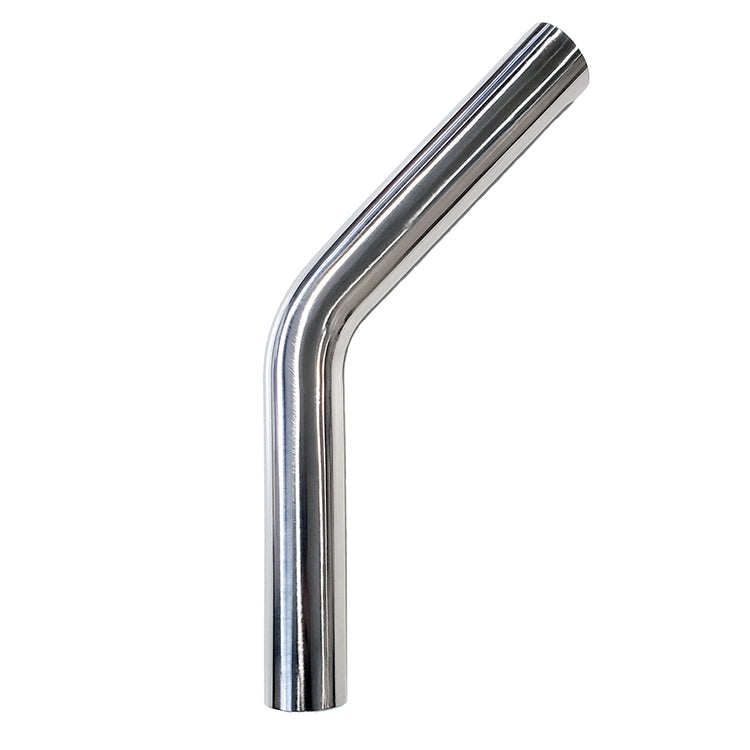 1.625" 16ga 45° Mandrel Bend - (2.438" CLR / 6.000" Legs) - Polished OD - 304 Stainless