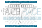 3.500" ID x 6" Long Flex Coupling (Interlock Liner) 304 Stainless