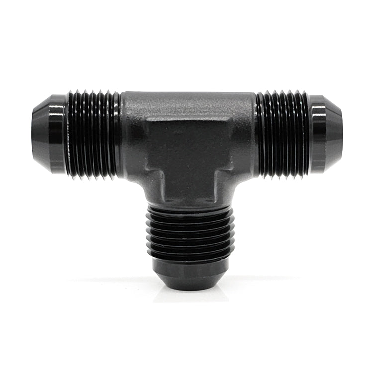 -12AN Male AN Flare Tee, Black Hard Anodized Aluminum