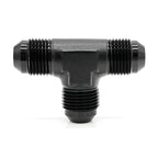 -6AN Male AN Flare Tee, Black Hard Anodized Aluminum