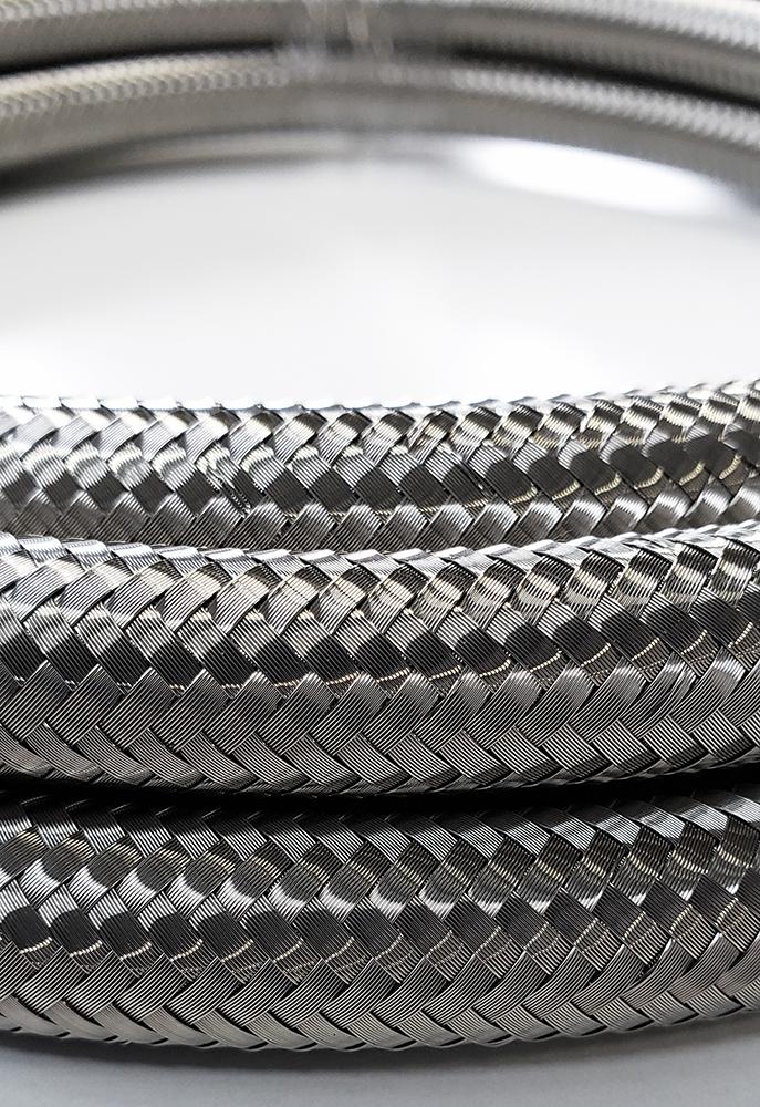 -8AN Stainless Steel Braided Flex Hose with Reinforced Rubber Liner - 10 Foot Length