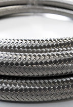 -4AN Stainless Steel Braided Flex Hose with Reinforced Rubber Liner - 10 Foot Length