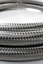 -20AN Stainless Steel Braided Flex Hose with Reinforced Rubber Liner - 10 Foot Length